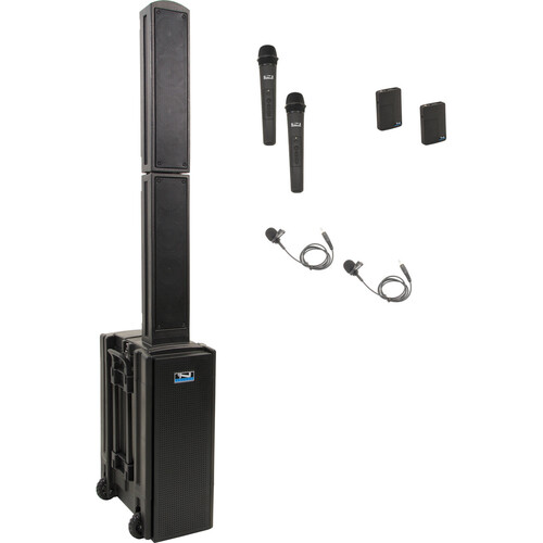 Anchor Audio Beacon 2 System X4 Portable Line Array Sound System with Bluetooth, AIR Transmitter, 2 Wireless Handheld Mics, 2 Beltpacks, 2 Lavalier Mics