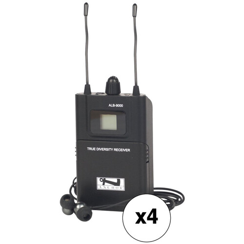 Anchor Audio ALB-9000 Beltpack Receiver for Assistive Listening (902 - 928 MHz, 4-Pack)