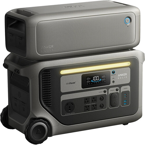 Anker SOLIX F3000 3600W Portable Power Station with BP3000 Expansion Battery