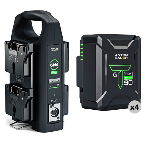 Anton/Bauer Titon Micro 90 4-Battery Kit with GM4 Quad Micro Charger (Gold Mount)