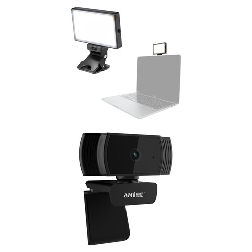 aoni A20 Full HD Webcam with Auto Focus and Lume Cube Webcam Light Kit