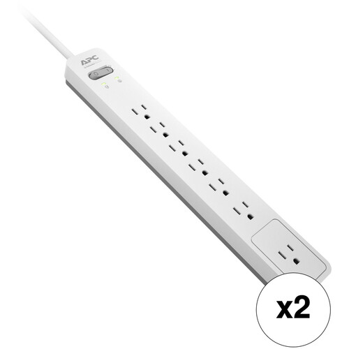 APC Essential SurgeArrest 7-Outlet Surge Protector (120V, White/Gray, 2-Pack)