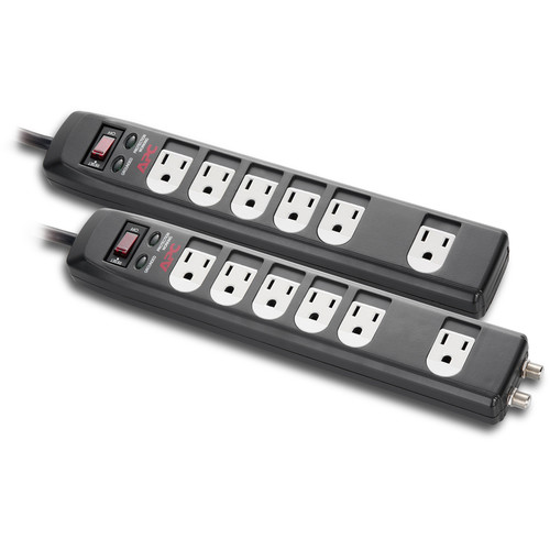 APC 6-Outlet Surge Protector with Coax (2-Pack)