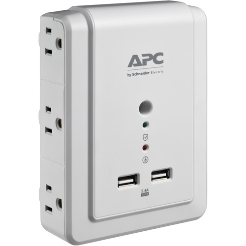 APC Essential SurgeArrest 6-Outlet Wall-Tap Surge Protector with USB (120V, White)