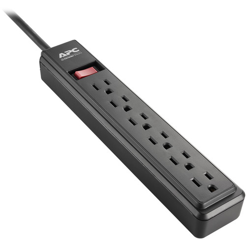 APC 6-Outlet Power Strip (2', Black, 120V)