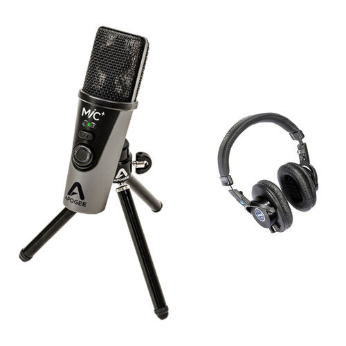 Apogee Electronics MiC Plus USB Cardioid Condenser Microphone with Senal SMH-1000-MK2 Monitor Headphones