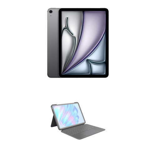 Apple 11" iPad Air M2 Chip Kit with Logitech Combo Touch Keyboard Case (128GB, Wi-Fi Only, Space Gray)