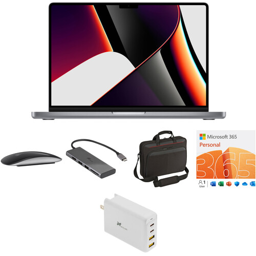 Apple 14.2" MacBook Pro Kit with Mouse, USB Hub, Case, Software, and Charger (M1 Max, Late 2021, Space Gray)