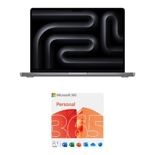 Apple 14" MacBook Pro Kit with Microsoft 365 Personal 1-Year License (M3, Space Gray)