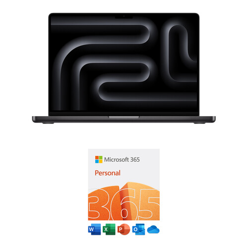 Apple 14" MacBook Pro Kit with Microsoft 365 Personal 1-Year License (M3 Pro, Space Black)
