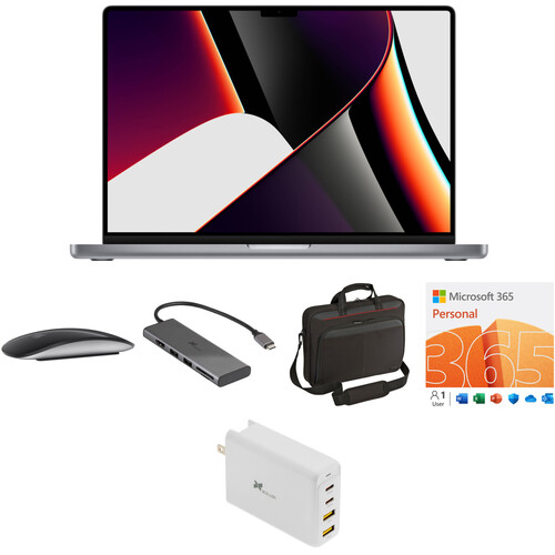 Apple 16.2" MacBook Pro Kit with Mouse, USB Hub, Case, Software, and Charger (M1 Max, Late 2021, Space Gray)