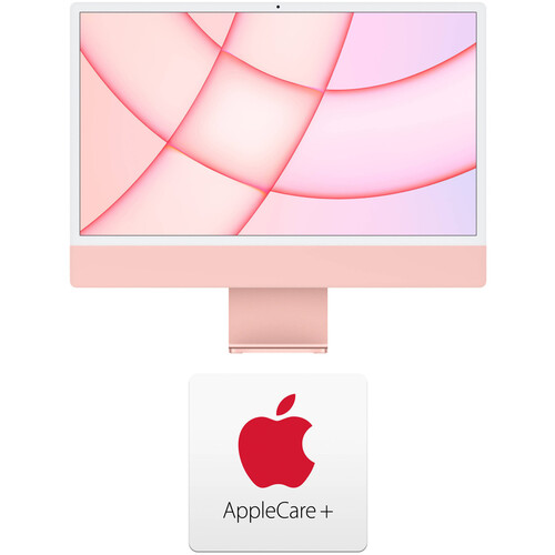 Apple 24" iMac with M1 Chip Kit with AppleCare+ (Magic Keyboard with Touch ID & Numeric Keypad, Pink)