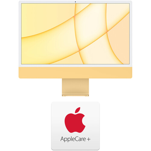 Apple 24" iMac with M1 Chip Kit with AppleCare+ (Magic Keyboard with Touch ID & Numeric Keypad, Yellow)