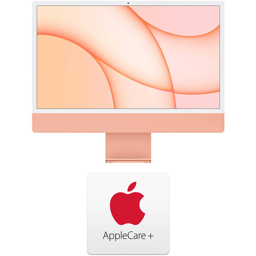 Apple 24" iMac with M1 Chip Kit with AppleCare+ (Magic Keyboard with Touch ID and Numeric Keypad, Orange)
