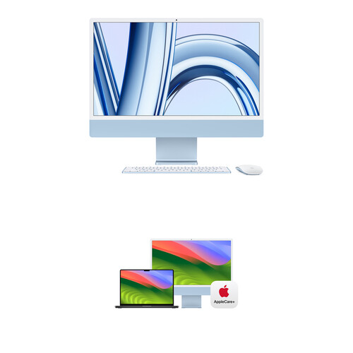 Apple 24" iMac with M3 Chip Kit with AppleCare+ (Blue)