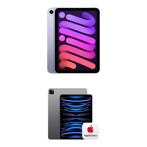 Apple 8.3" iPad mini and AppleCare+ Protection Plan Kit (6th Gen, 64GB, Wi-Fi + 5G LTE, Purple)