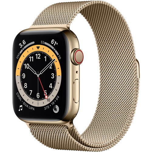 Apple Watch Series 6 (GPS + Cellular, 44mm, Gold Stainless Steel, Gold Milanese Loop Band)
