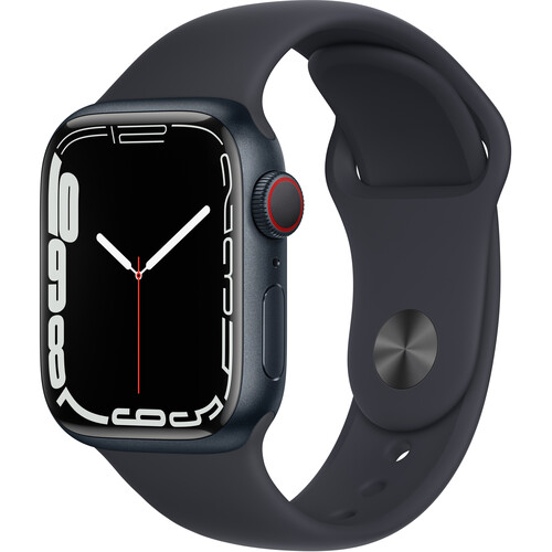 Apple Watch Series 7 (GPS + Cellular, 41mm, Midnight Aluminum, Midnight Sport Band)