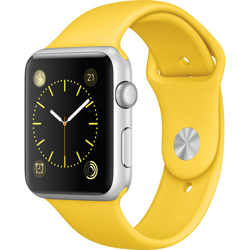 Apple Watch Sport 42mm Smartwatch (2015, Silver Aluminum Case, Yellow Sport Band)