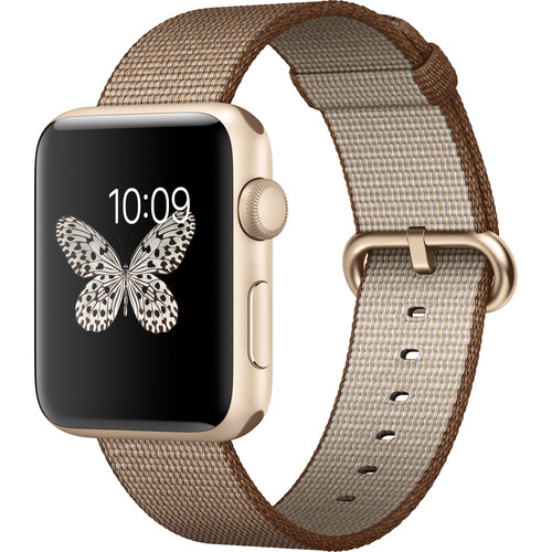Apple Watch Series 2 42mm Smartwatch (Gold Aluminum Case, Toasted Coffee/Caramel Woven Nylon Band)
