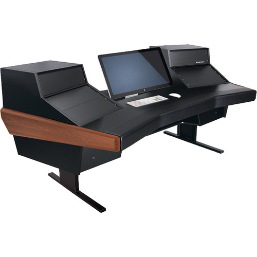 Argosy Dual 15 Workstation Desk with Two DR847 Front 12 RU & Rear 7 RU (Mahogany Finish)