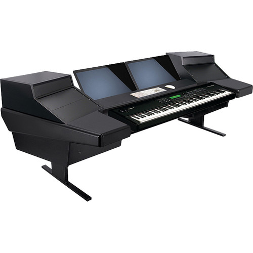 Argosy Dual 15KL Keyboard Workstation Desk with DR825 10 Front RU & 5 Rear RU (Black)