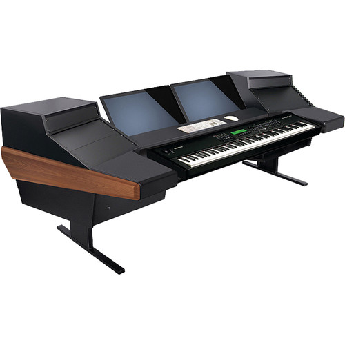 Argosy Dual 15KL Keyboard Workstation Desk with DR825 10 Front RU & 5 Rear RU (Mahogany)