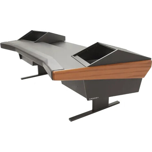 Argosy Dual 15L Workstation Desk with Two DR800 Rack Modules and Mahogany Veneer Desktop