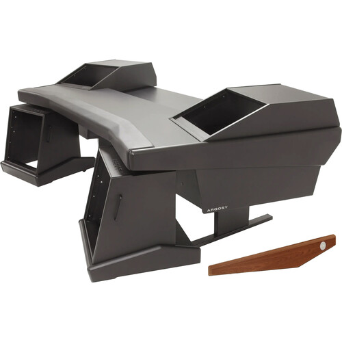 Argosy Dual 15L Workstation Desk with Two DR803 Rack Modules and Mahogany Veneer Desktop