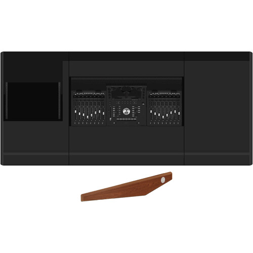 Argosy Eclipse Workstation for AVID S1x2 and Dock (Upper Left 8 RU Bay & Right Desk, Mahogany)