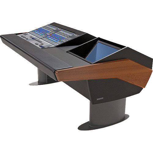 Argosy G20 Desk for Two Presonus StudioLive 16.4.2 Workstations with Monitor Bay (Mahogany Finish, Gunmetal Gray Legs)