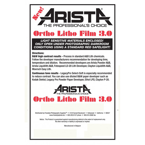 Arista Ortho Litho 3.0 Film (3.9 x 4.9", 50 Sheets)