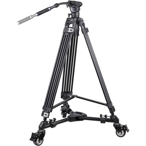 ARTCISE MF70 Heavy-Duty Aluminum Video Tripod with Fluid Head & TD1 Universal Photography Tripod Dolly