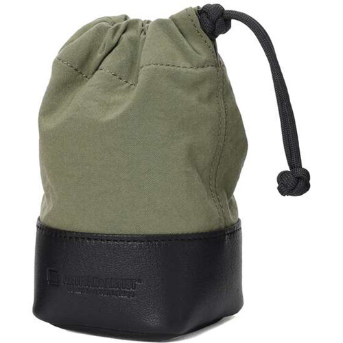 Artisan & Artist Fabric and Leather Lens Pouch (Khaki/Black, Medium)