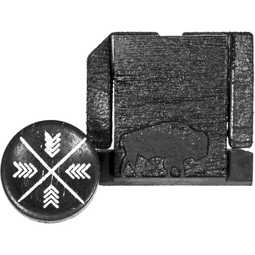 Artisan Obscura Soft Shutter Release & Hot Shoe Cover Set with Etched Buffalo Design (Small Concave, Sticky-Backed, Ebony Wood)