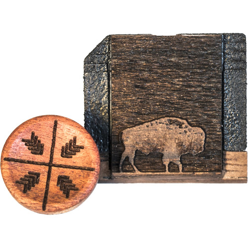 Artisan Obscura Soft Shutter Release & Hot Shoe Cover Set with Etched Buffalo Design (Small Concave, Sticky-Backed, Ivorywood)