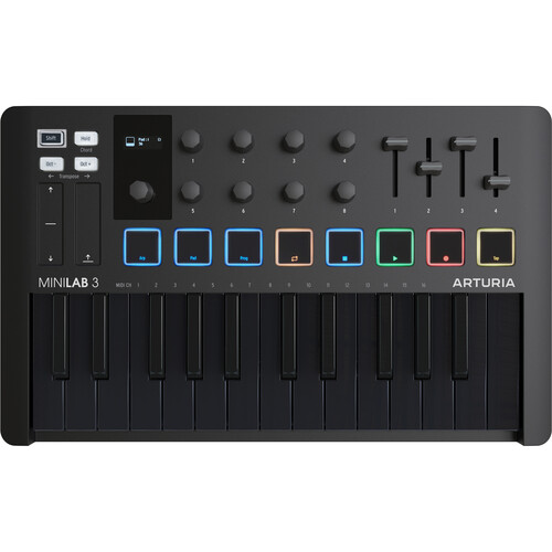 Arturia MiniLab 3 Compact MIDI Keyboard and Pad Controller (Deep Black)