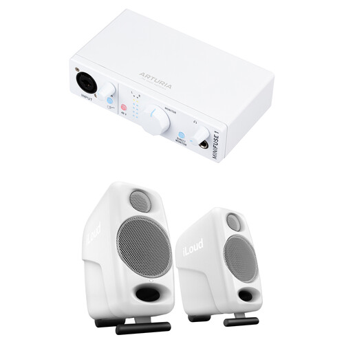 Arturia MiniFuse 1 Portable 1x2 USB Type-C Audio Interface Kit with iLoud Micro Monitors (White)