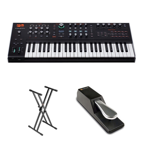 ASM Hydrasynth Keyboard 8-Voice Digital Wave-Morphing Synthesizer Kit with Stand & Sustain Pedal (Black)