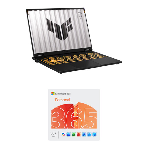 ASUS 16" TUF Gaming F16 Laptop and Microsoft 365 Personal Kit (1-User License / 12-Month Subscription / Download)