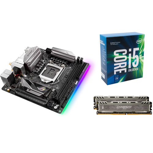 ASUS Republic of Gamers Strix Z270I Gaming LGA 1151 mITX Motherboard Kit with Intel Core i5-7600K CPU and 16GB of RAM