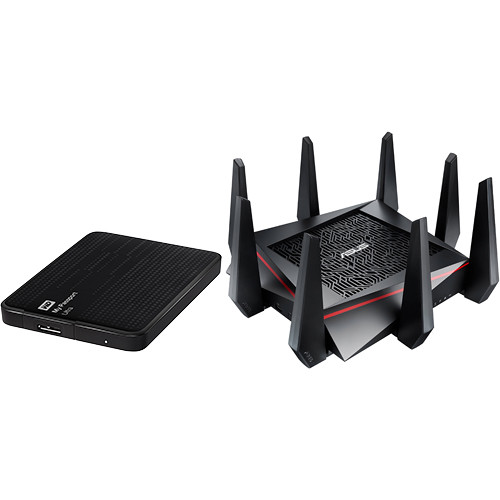 ASUS RT-AC5300 Tri-Band Wireless AC5300 Gigabit Router Kit with 2TB Western Digital Portable Hard Drive