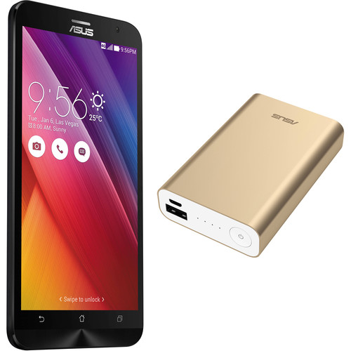 ASUS Osmium Black ZenFone 2 ZE551ML 64GB Smartphone Kit with Gold Battery Pack (Unlocked)