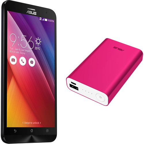 ASUS Osmium Black ZenFone 2 ZE551ML 64GB Smartphone Kit with Pink Battery Pack (Unlocked)