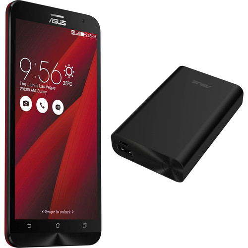 ASUS Glamour Red ZenFone 2 ZE551ML 64GB Smartphone Kit with Black Battery Pack (Unlocked)