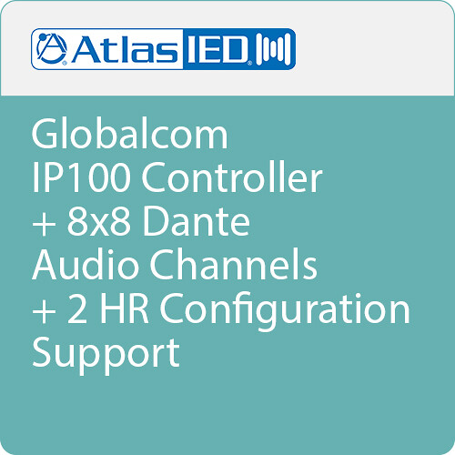 AtlasIED Globalcom IP100 Controller with 8x8 Dante Audio Channels. With 2 Hours Configuration Support