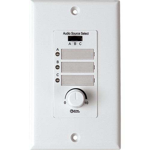 AtlasIED Wall Plate Input Select Switch, Volume Control 10K Pot with System Indicator (White)