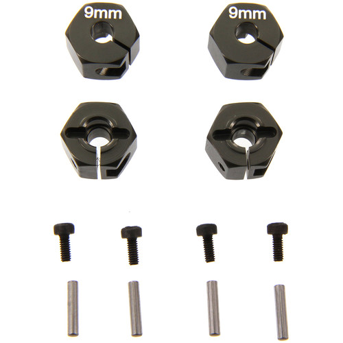 Atomik RC Aluminum Hex Hub for Select Axial RC Trucks (12 x 9mm, Set of 4, Gray)