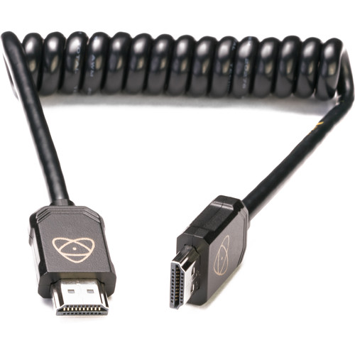 Atomos Right-Angle HDMI Coiled Cable - Micro To Full HDMI 11.8-17.7 Inch Range