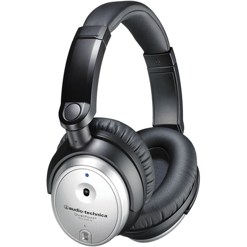 Audio-Technica Consumer ATH-ANC7b-SVIS QuietPoint Active Noise-Cancelling Closed-Back Headphones (Silver)